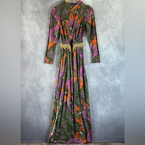 Vintage Rare Ricco California Maxi Dress Women XS Color Paisley Boho *See Desc*